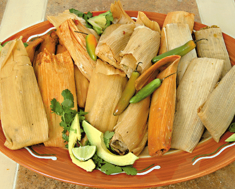 PORK TAMALES WITH RED CHILE