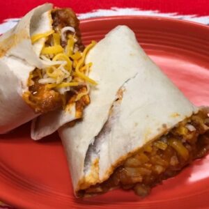 red chile and pork burrito